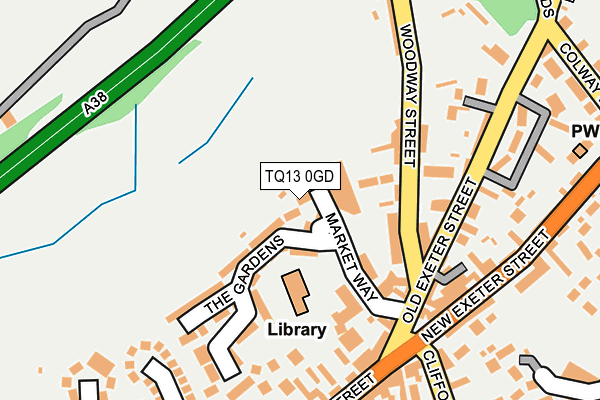 TQ13 0GD map - OS OpenMap – Local (Ordnance Survey)