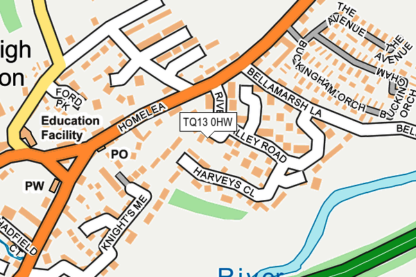 TQ13 0HW map - OS OpenMap – Local (Ordnance Survey)