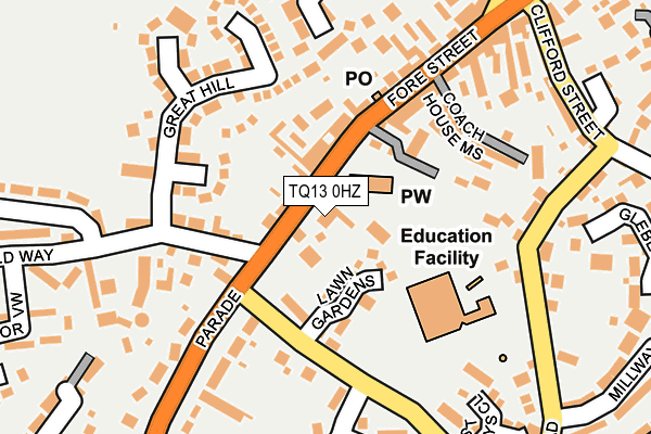 TQ13 0HZ map - OS OpenMap – Local (Ordnance Survey)