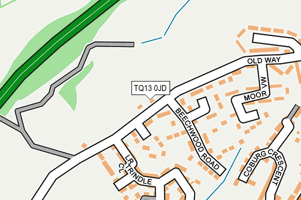 TQ13 0JD map - OS OpenMap – Local (Ordnance Survey)