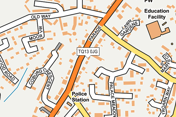 TQ13 0JG map - OS OpenMap – Local (Ordnance Survey)
