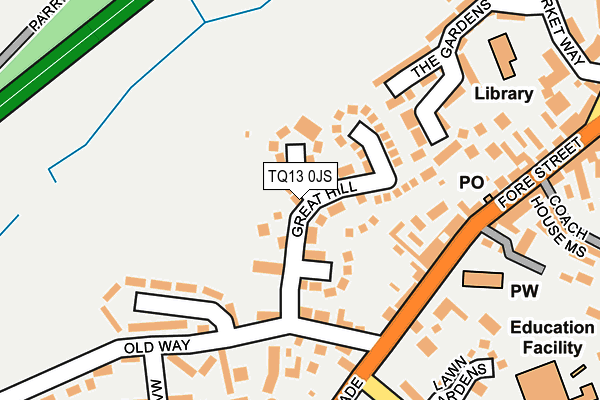TQ13 0JS map - OS OpenMap – Local (Ordnance Survey)