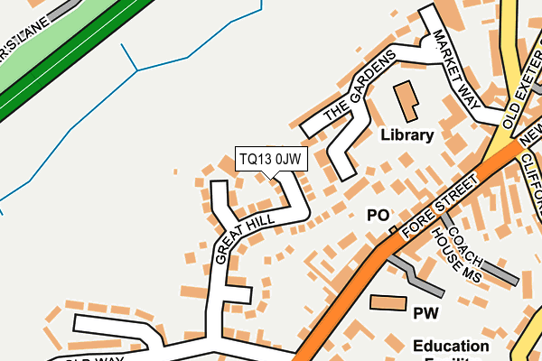 TQ13 0JW map - OS OpenMap – Local (Ordnance Survey)
