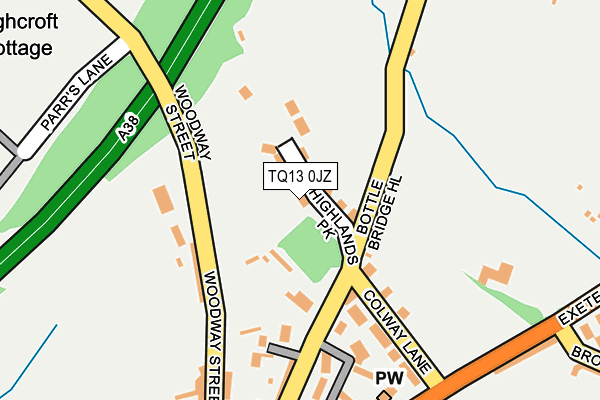 TQ13 0JZ map - OS OpenMap – Local (Ordnance Survey)