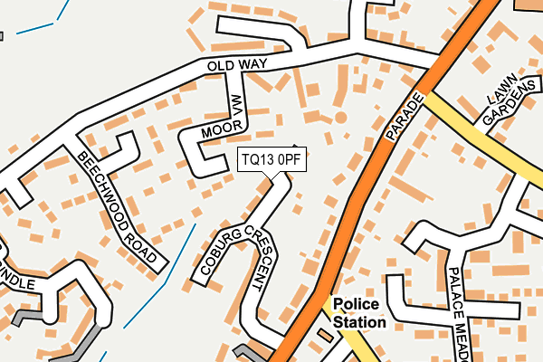 TQ13 0PF map - OS OpenMap – Local (Ordnance Survey)
