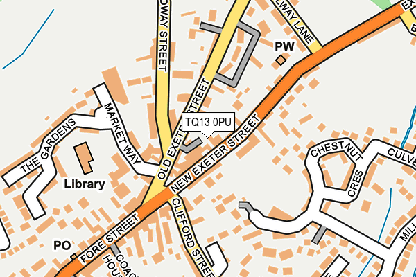 TQ13 0PU map - OS OpenMap – Local (Ordnance Survey)