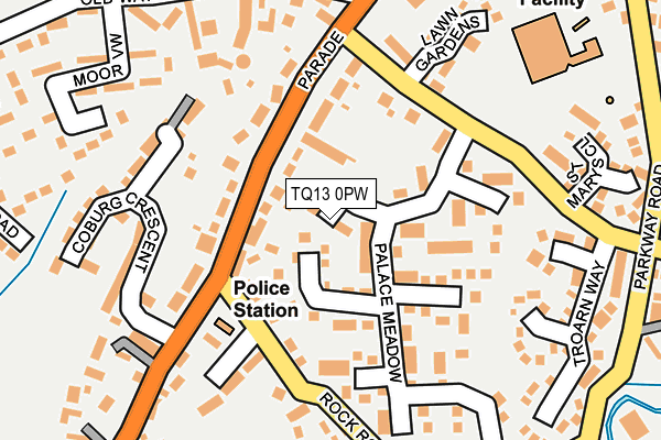 TQ13 0PW map - OS OpenMap – Local (Ordnance Survey)