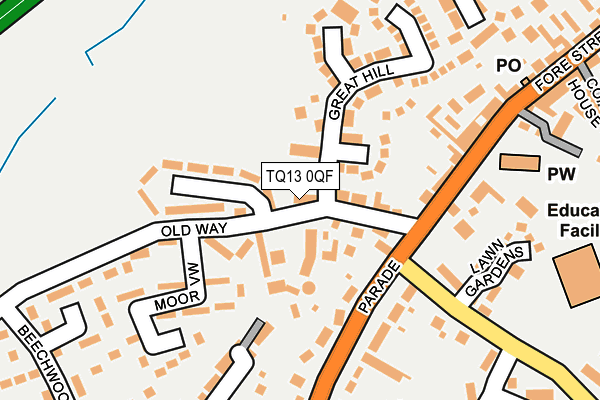 TQ13 0QF map - OS OpenMap – Local (Ordnance Survey)