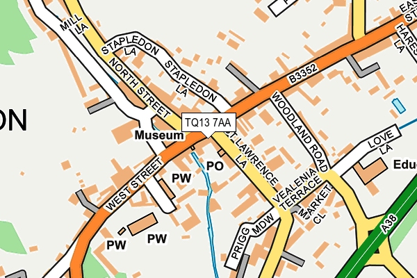 TQ13 7AA map - OS OpenMap – Local (Ordnance Survey)
