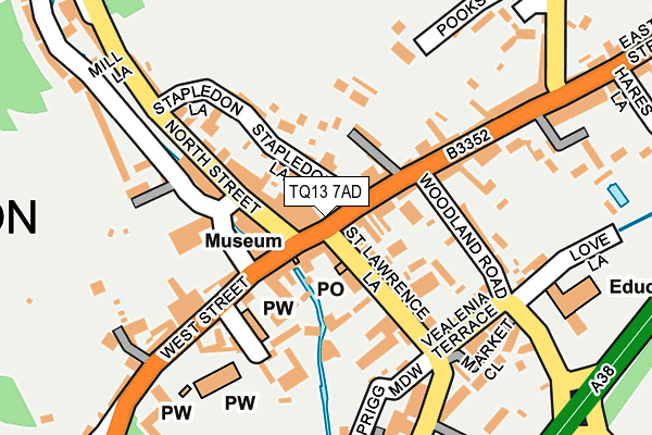 TQ13 7AD map - OS OpenMap – Local (Ordnance Survey)