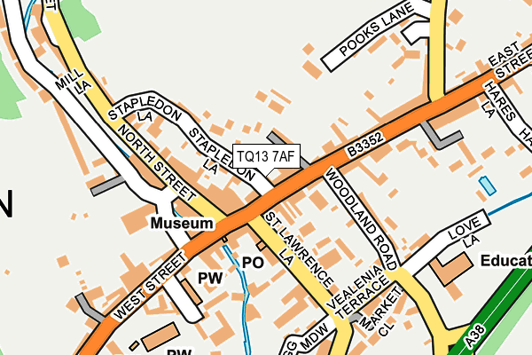 TQ13 7AF map - OS OpenMap – Local (Ordnance Survey)