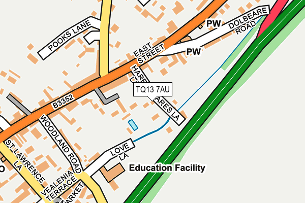 TQ13 7AU map - OS OpenMap – Local (Ordnance Survey)