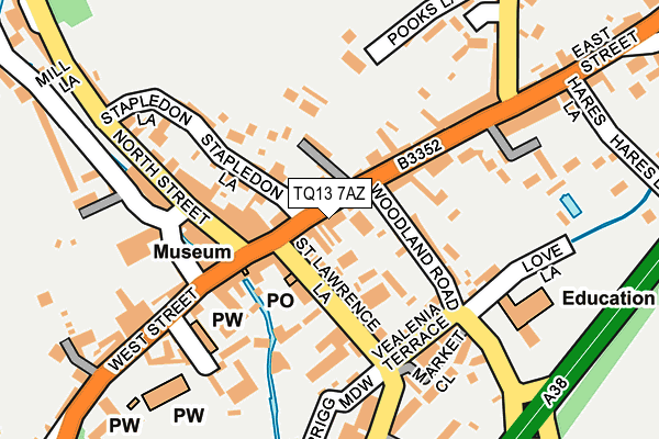 TQ13 7AZ map - OS OpenMap – Local (Ordnance Survey)