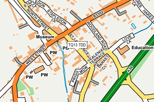 TQ13 7DD map - OS OpenMap – Local (Ordnance Survey)