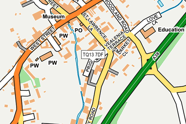 TQ13 7DF map - OS OpenMap – Local (Ordnance Survey)