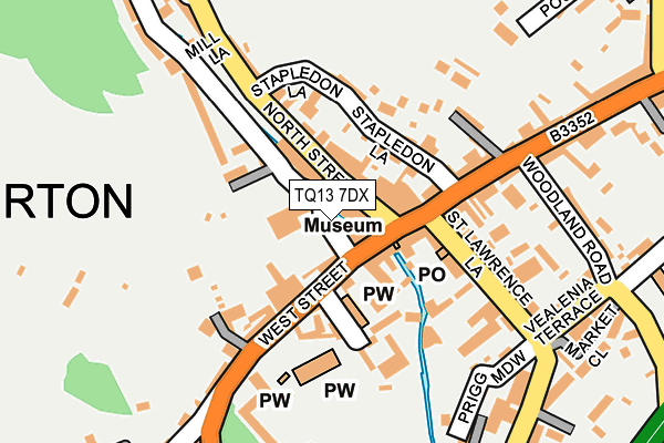 TQ13 7DX map - OS OpenMap – Local (Ordnance Survey)