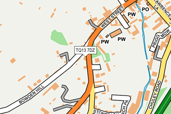 TQ13 7DZ map - OS OpenMap – Local (Ordnance Survey)