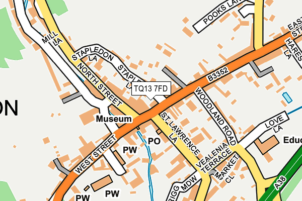 TQ13 7FD map - OS OpenMap – Local (Ordnance Survey)