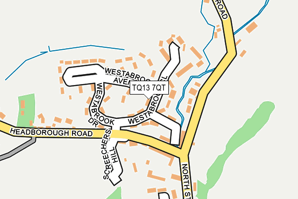 TQ13 7QT map - OS OpenMap – Local (Ordnance Survey)