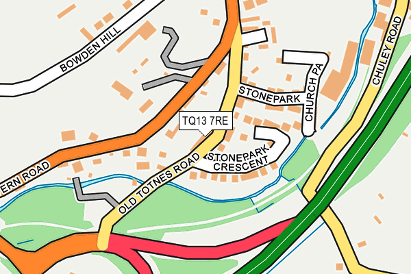 TQ13 7RE map - OS OpenMap – Local (Ordnance Survey)