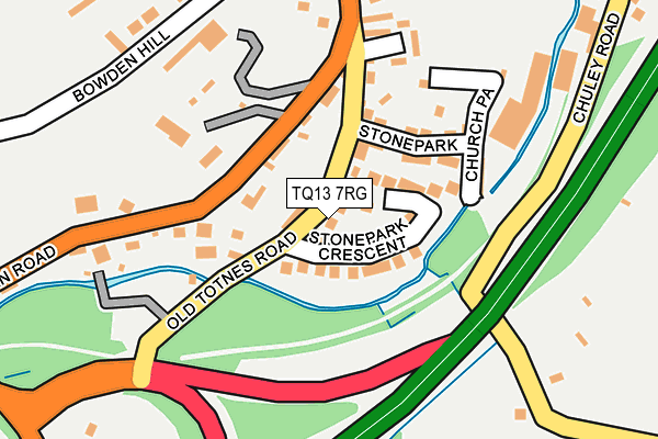 TQ13 7RG map - OS OpenMap – Local (Ordnance Survey)