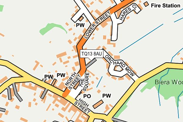TQ13 8AU map - OS OpenMap – Local (Ordnance Survey)