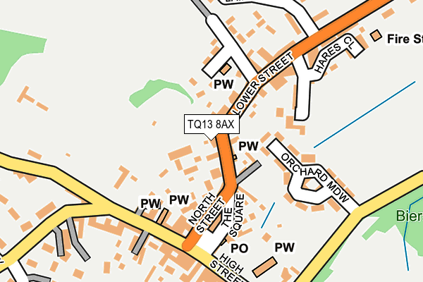 TQ13 8AX map - OS OpenMap – Local (Ordnance Survey)