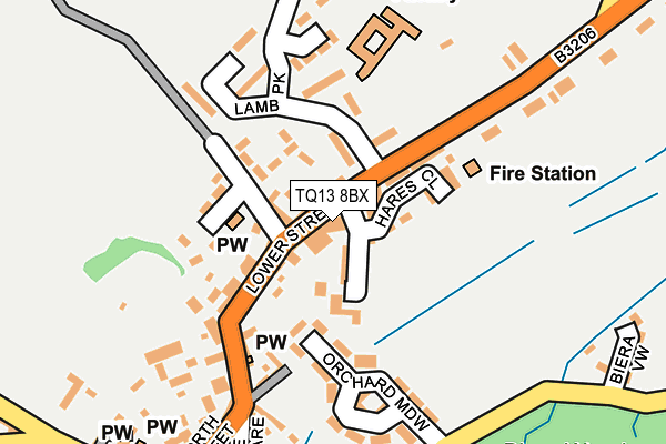 TQ13 8BX map - OS OpenMap – Local (Ordnance Survey)