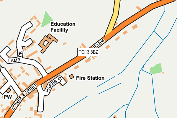 TQ13 8BZ map - OS OpenMap – Local (Ordnance Survey)