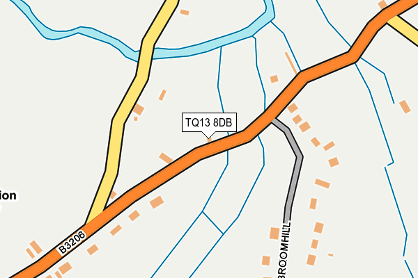 TQ13 8DB map - OS OpenMap – Local (Ordnance Survey)