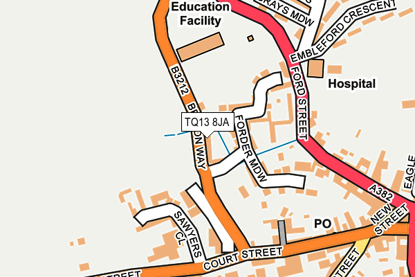 TQ13 8JA map - OS OpenMap – Local (Ordnance Survey)
