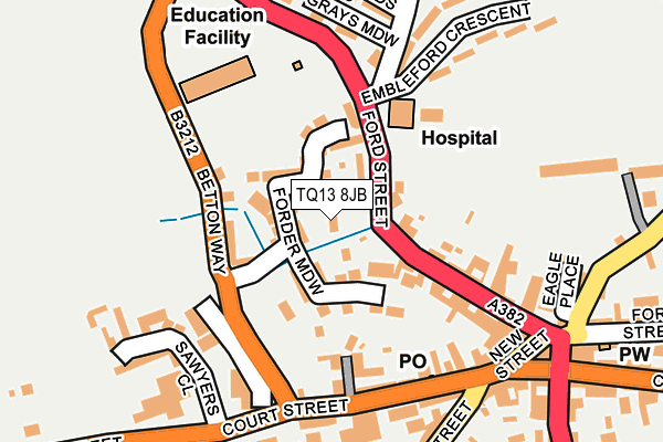 TQ13 8JB map - OS OpenMap – Local (Ordnance Survey)
