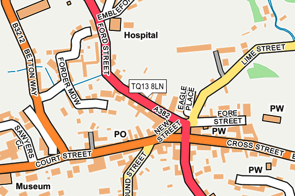 TQ13 8LN map - OS OpenMap – Local (Ordnance Survey)