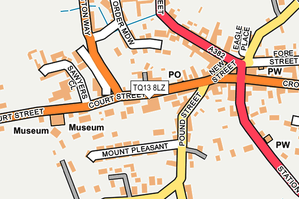 TQ13 8LZ map - OS OpenMap – Local (Ordnance Survey)