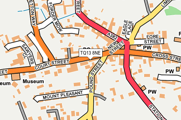 TQ13 8NE map - OS OpenMap – Local (Ordnance Survey)