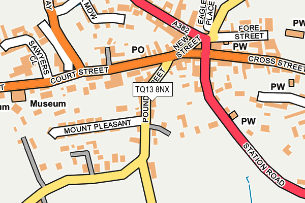 TQ13 8NX map - OS OpenMap – Local (Ordnance Survey)