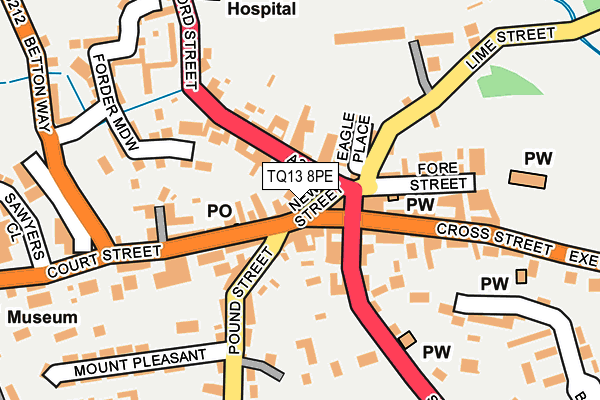 TQ13 8PE map - OS OpenMap – Local (Ordnance Survey)