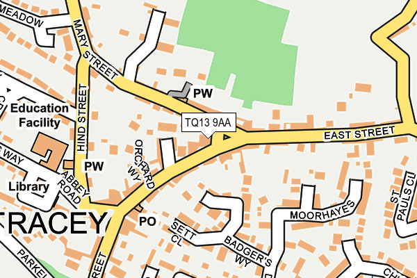 TQ13 9AA map - OS OpenMap – Local (Ordnance Survey)