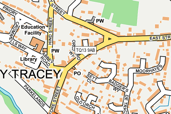 TQ13 9AB map - OS OpenMap – Local (Ordnance Survey)