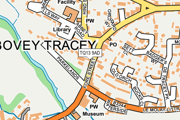 TQ13 9AD map - OS OpenMap – Local (Ordnance Survey)