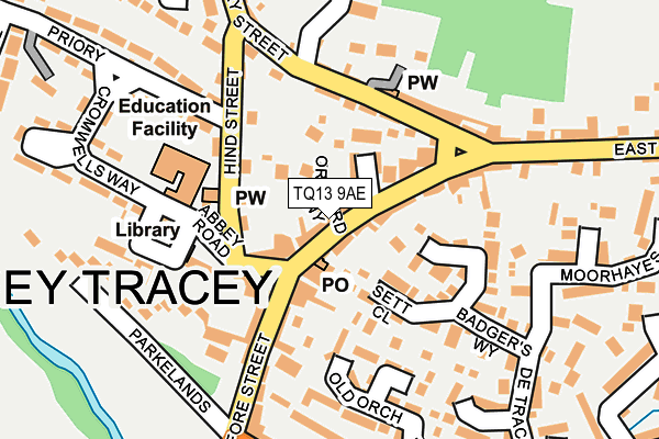 TQ13 9AE map - OS OpenMap – Local (Ordnance Survey)