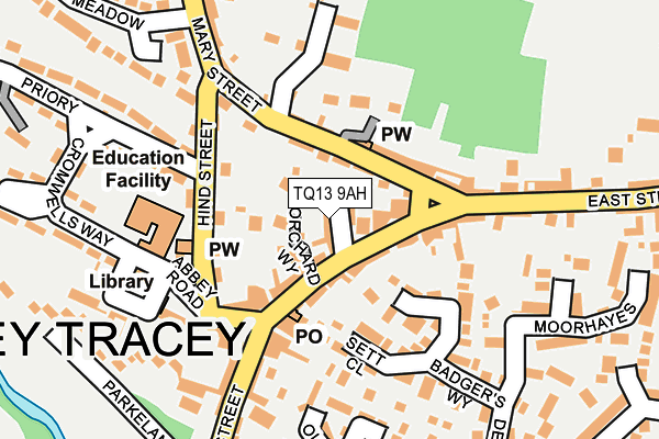 TQ13 9AH map - OS OpenMap – Local (Ordnance Survey)