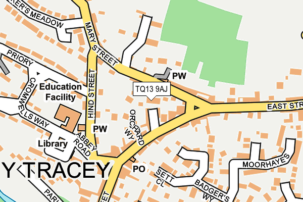 TQ13 9AJ map - OS OpenMap – Local (Ordnance Survey)