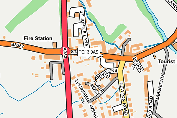 TQ13 9AS map - OS OpenMap – Local (Ordnance Survey)