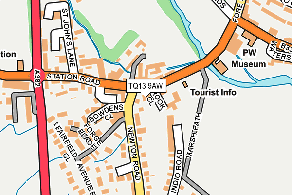TQ13 9AW map - OS OpenMap – Local (Ordnance Survey)