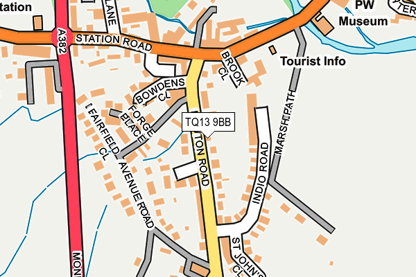 TQ13 9BB map - OS OpenMap – Local (Ordnance Survey)