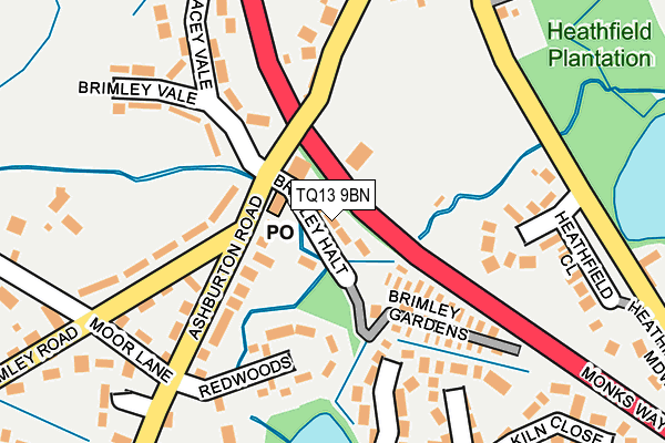 TQ13 9BN map - OS OpenMap – Local (Ordnance Survey)