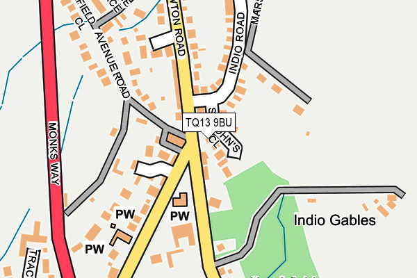 TQ13 9BU map - OS OpenMap – Local (Ordnance Survey)