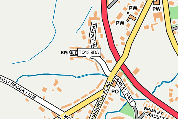 TQ13 9DA map - OS OpenMap – Local (Ordnance Survey)