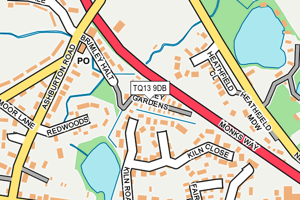TQ13 9DB map - OS OpenMap – Local (Ordnance Survey)